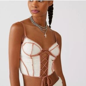 Out From Under Kiera Lace-Up Corset Crop Top NWT M